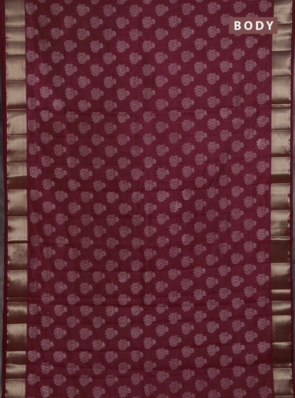 Semi Raw Silk Saree maroon with allover butta prints and zari woven border