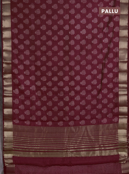 Semi Raw Silk Saree maroon with allover butta prints and zari woven border