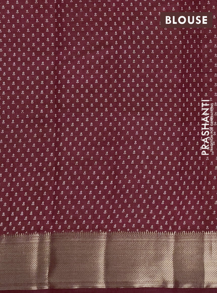 Semi Raw Silk Saree maroon with allover butta prints and zari woven border