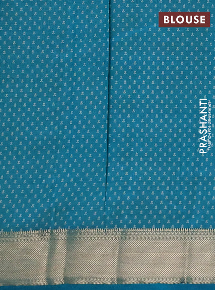 Semi Raw Silk Saree teal green with allover butta prints and zari woven border
