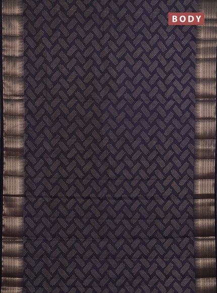 Semi Raw Silk Saree navy blue with allover butta prints and zari woven border