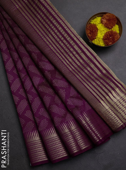 Semi Raw Silk Saree purple with allover butta prints and zari woven border