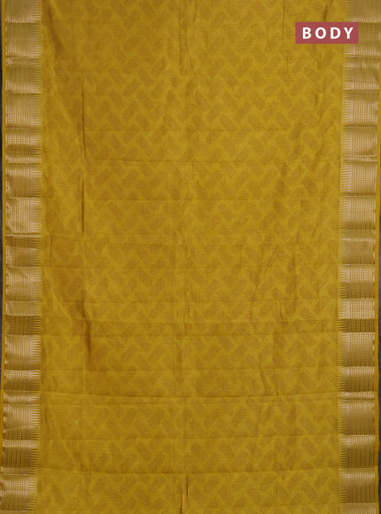 Semi Raw Silk Saree yellow with allover butta prints and zari woven border