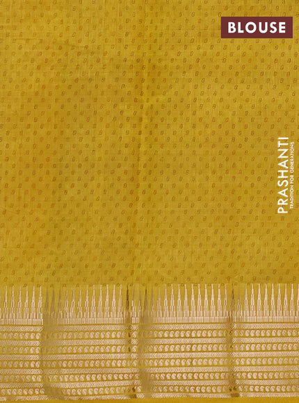 Semi Raw Silk Saree yellow with allover butta prints and zari woven border