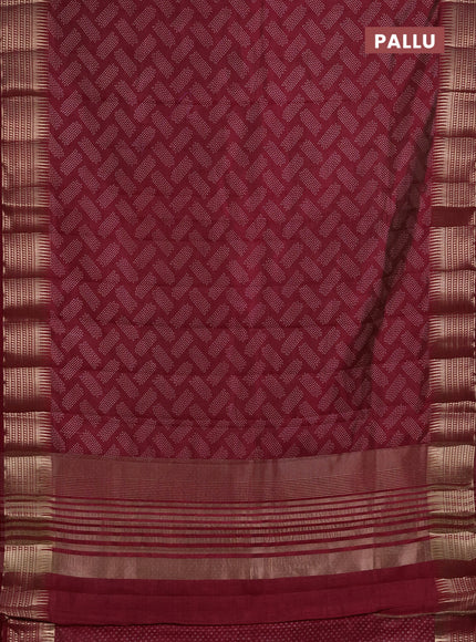 Semi Raw Silk Saree maroon with allover butta prints and zari woven border