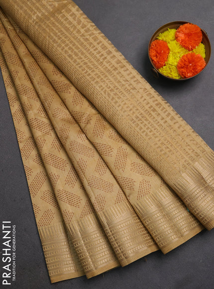 Semi Raw Silk Saree sandal with allover butta prints and zari woven border