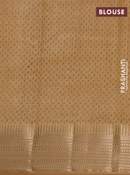 Semi Raw Silk Saree sandal with allover butta prints and zari woven border