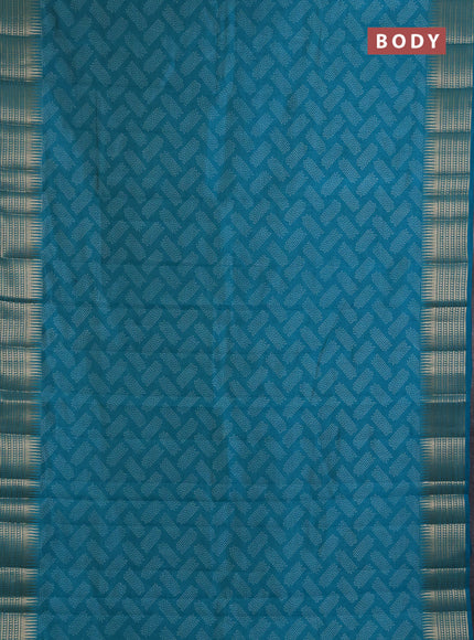 Semi Raw Silk Saree teal green with allover butta prints and zari woven border