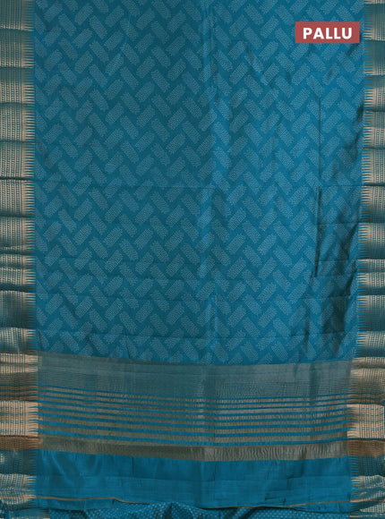 Semi Raw Silk Saree teal green with allover butta prints and zari woven border