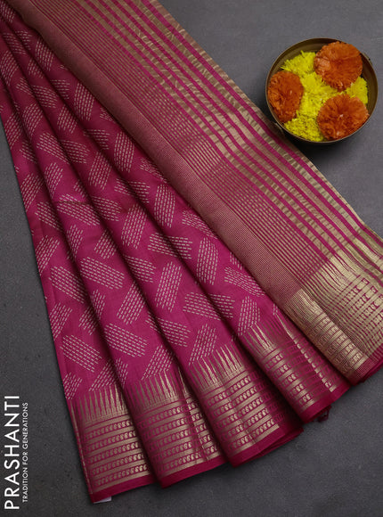 Semi Raw Silk Saree pink with allover butta prints and zari woven border
