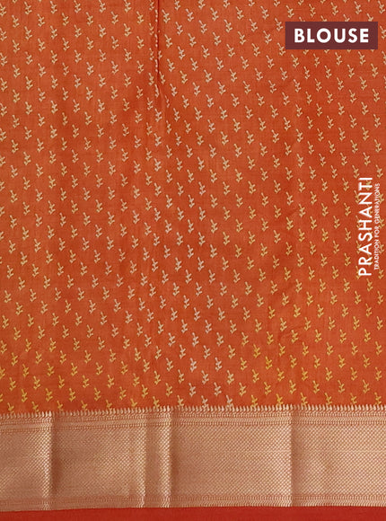 Semi Raw Silk Saree rust shade with allover butta prints and zari woven border
