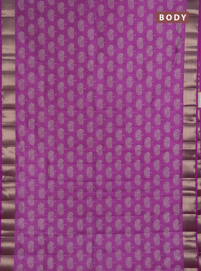 Semi Raw Silk Saree lavender with allover butta prints and zari woven border