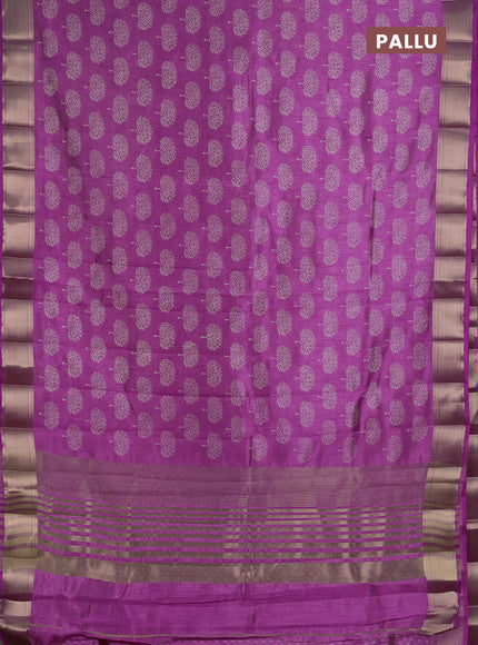 Semi Raw Silk Saree lavender with allover butta prints and zari woven border