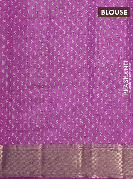 Semi Raw Silk Saree lavender with allover butta prints and zari woven border