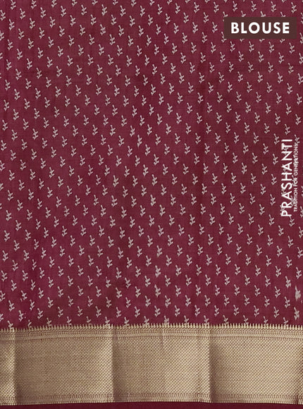 Semi Raw Silk Saree maroon with allover butta prints and zari woven border