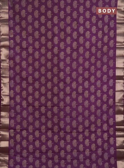 Semi Raw Silk Saree purple with allover butta prints and zari woven border