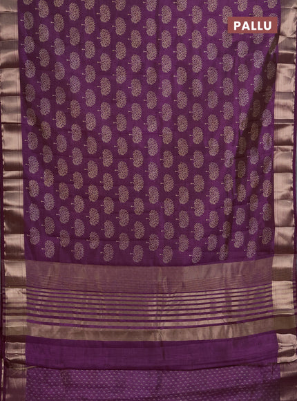 Semi Raw Silk Saree purple with allover butta prints and zari woven border