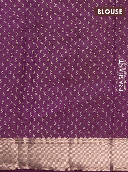 Semi Raw Silk Saree purple with allover butta prints and zari woven border