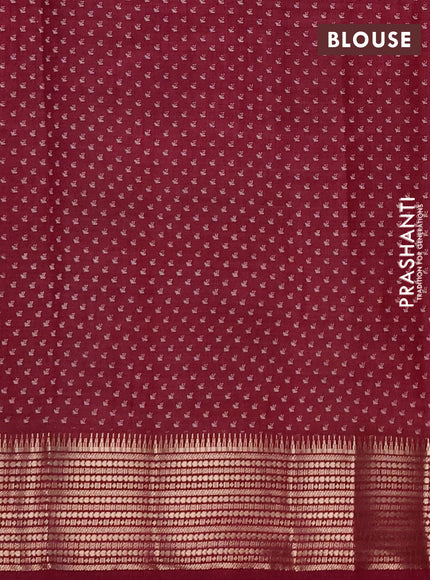 Semi Raw Silk Saree wine shade with allover leaf butta prints and zari woven border