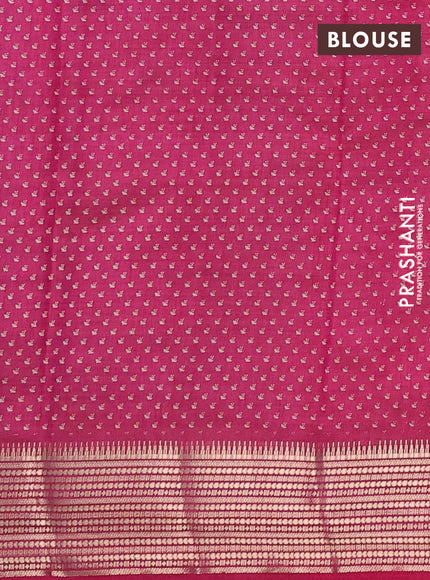Semi Raw Silk Saree pink with allover leaf butta prints and zari woven border