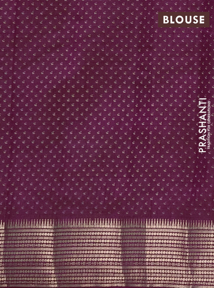 Semi Raw Silk Saree purple with allover leaf butta prints and zari woven border