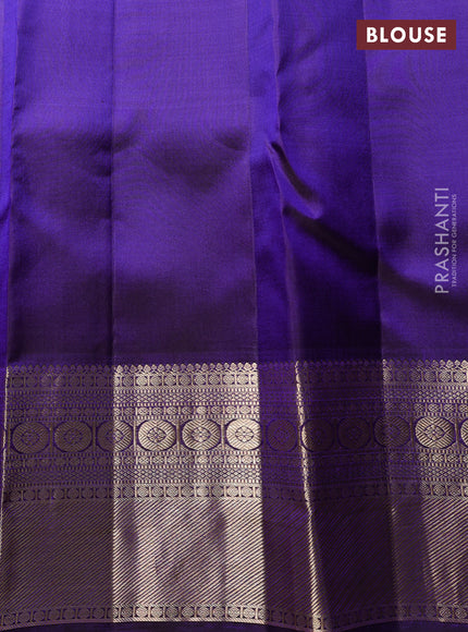 Pure kanchipuram Silk Saree violet with allover zari woven brocade weaves and rich zari woven border