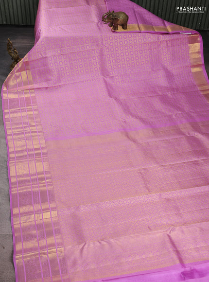 Pure kanchipuram Silk Saree lavender with allover zari woven brocade weaves and rich zari woven border