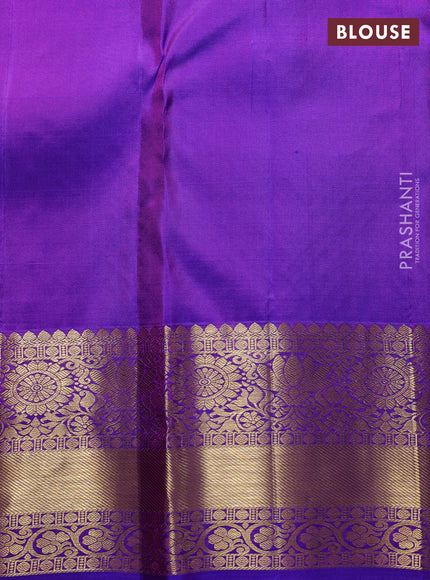 Pure kanchipuram Silk Saree purple with allover zari woven brocade weaves and rich zari woven border