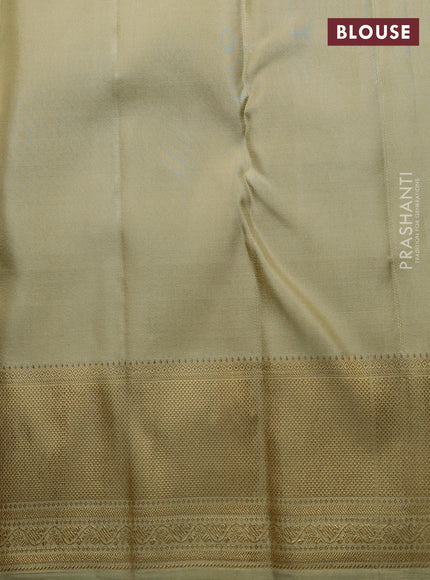 Pure kanchipuram Silk Saree mild pista green with allover zari woven rangkat weaves and rich zari woven border