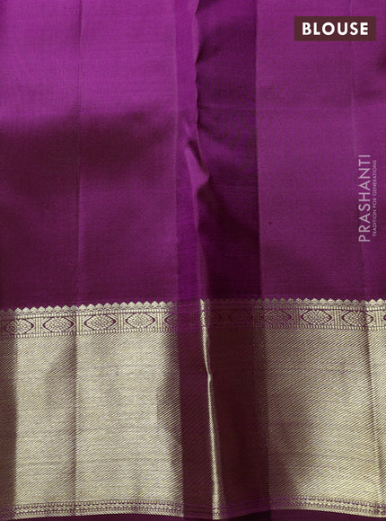 Pure kanchipuram Silk Saree deep purple with allover zari woven brocade weaves and rich zari woven border