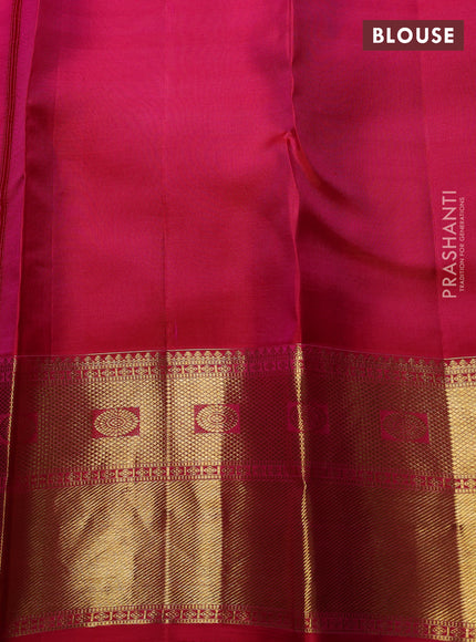 Pure kanchipuram Silk Saree pink with allover zari woven brocade weaves and rich zari woven border