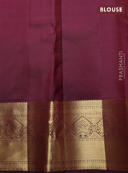 Pure kanchipuram Silk Saree deep maroon with allover zari woven brocade weaves and rich zari woven border