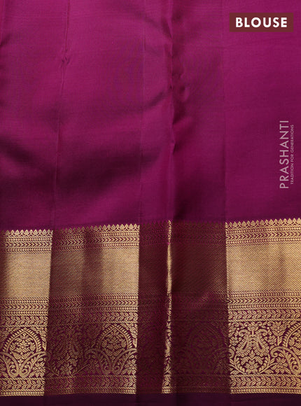 Pure kanchipuram Silk Saree purple with allover zari woven brocade weaves and rich zari woven border