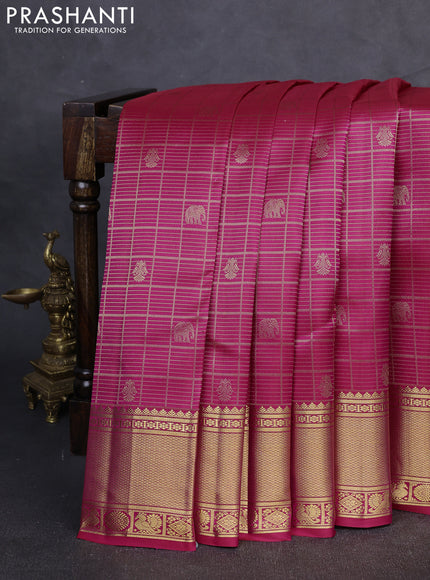 Pure kanchipuram Silk Saree pink with allover zari woven brocade weaves and rich zari woven border