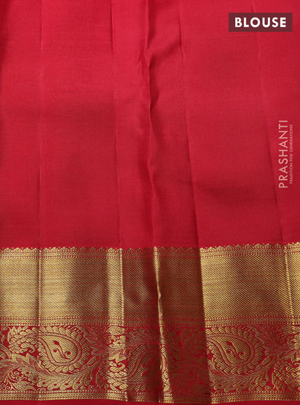 Pure kanchipuram Silk Saree red with allover zari woven brocade weaves and rich paisley zari woven border