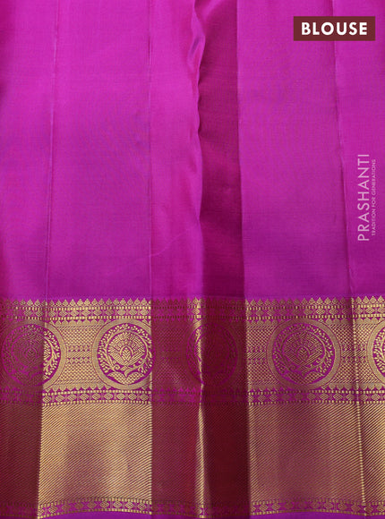 Pure kanchipuram Silk Saree purple with allover zari woven brocade weaves and rich zari woven border