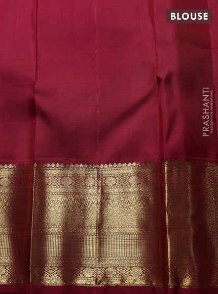 Pure kanchipuram Silk Saree maroon with allover zari woven brocade weaves and rich zari woven border