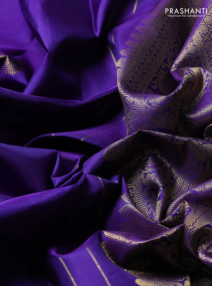 Pure Kanchipuram Silk Saree violet with zari woven buttas and long rich zari woven border