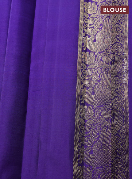 Pure Kanchipuram Silk Saree violet with zari woven buttas and long rich zari woven border