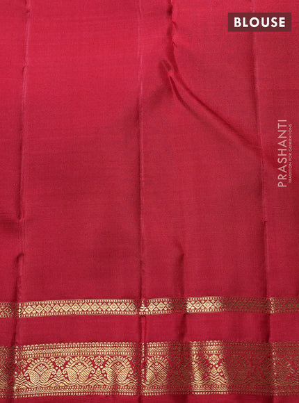 Pure Kanchipuram Silk Saree mauve pink and maroon with zari woven pichwai buttas and rettapet zari woven border