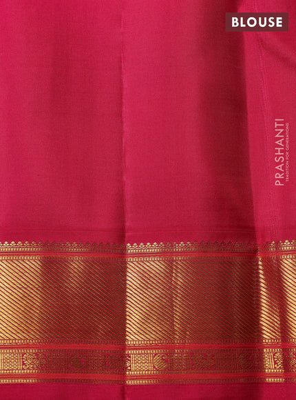 Pure Kanchipuram Silk Saree cream and pink with allover small zari checks & self emboss and rich zari woven border