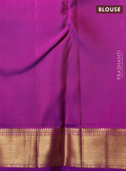Pure Kanchipuram Silk Saree purple and red with allover thread woven brocades & zari buttas and rich zari woven border