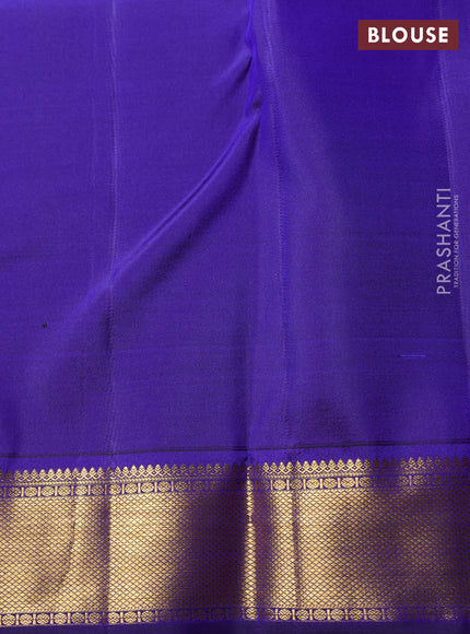 Pure Kanchipuram Silk Saree blue and teal green with allover thread woven brocades & zari buttas and rich zari woven border