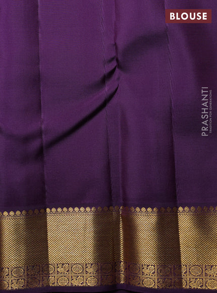 Pure Kanchipuram Silk Saree jamun with allover thread woven brocade weaves and rich zari woven border