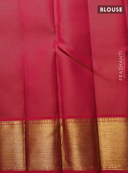 Pure Kanchipuram Silk Saree teal green and red with allover vairaosi pattern & zari buttas and rich zari woven border
