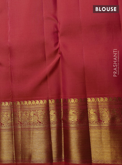 Pure Kanchipuram Silk Saree wine shade and orange with zari woven buttas and rich zari woven border