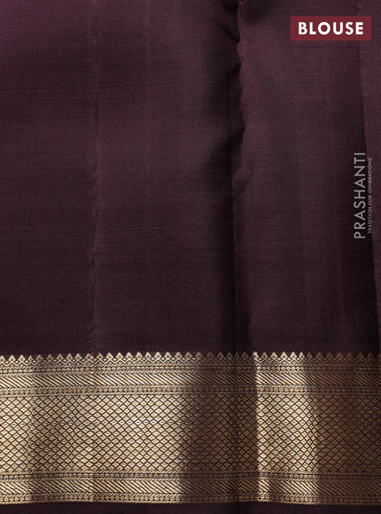 Pure Kanchipuram Silk Saree rust shade and coffee brown with zari woven buttas and rich zari woven border