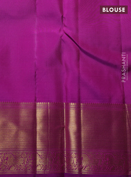 Pure Kanchipuram Silk Saree purple with allover zari checks & buttas and rich zari woven border