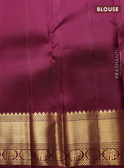 Pure Kanchipuram Silk Saree lavender and deep maroon with allover zari woven checked pattern and rich zari woven border
