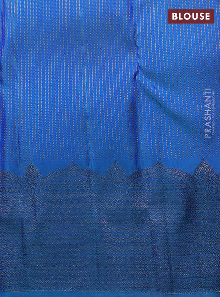 Pure Kanchipuram Silk Saree light blue and blue with zari woven buttas and rich zari woven border